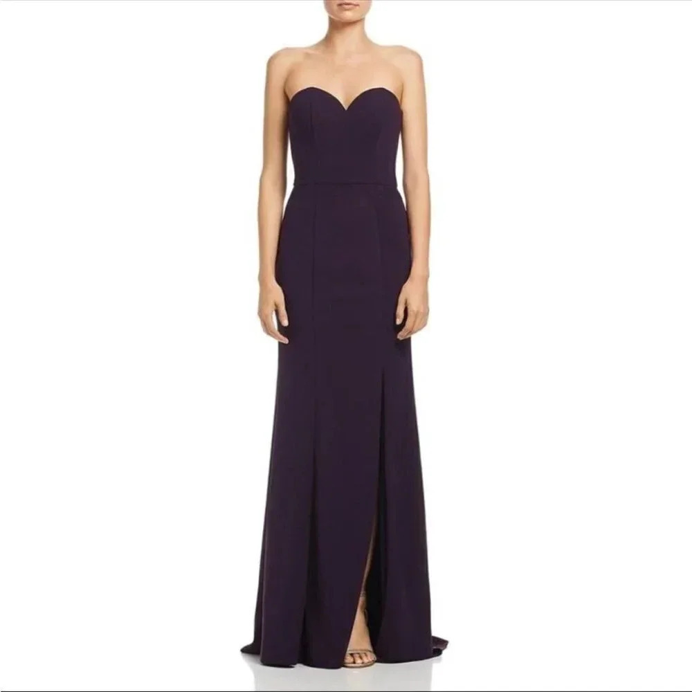 Bariano Australia Janie Sweetheart Neckline Front Slit Purple Formal Dress Sz XS